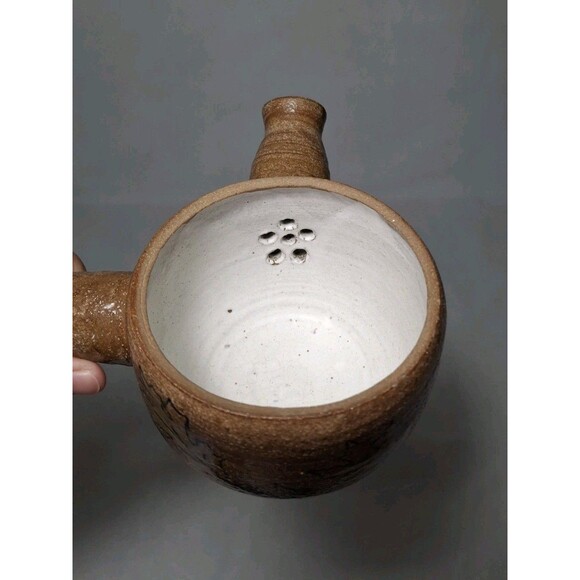 Vintage Pottery Kyusu Teapot with Wooden Handle, Unused Missing Lid - Picture 5 of 12